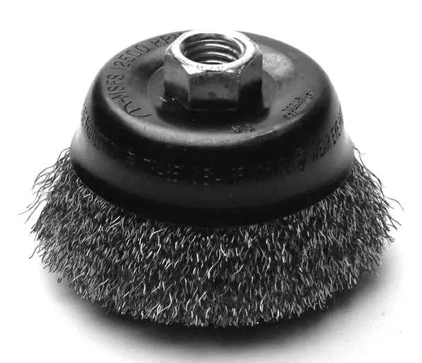 2 3/4 KNOTTED WIRE CUP BRUSH .020 Diameter WIRE, 10-1.25 ARBOR